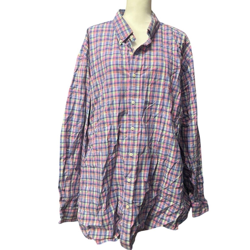 Ralph Lauren Plaid Button Down Shirt Men's 3XB Big Tall Easter Pastel Preppy‎